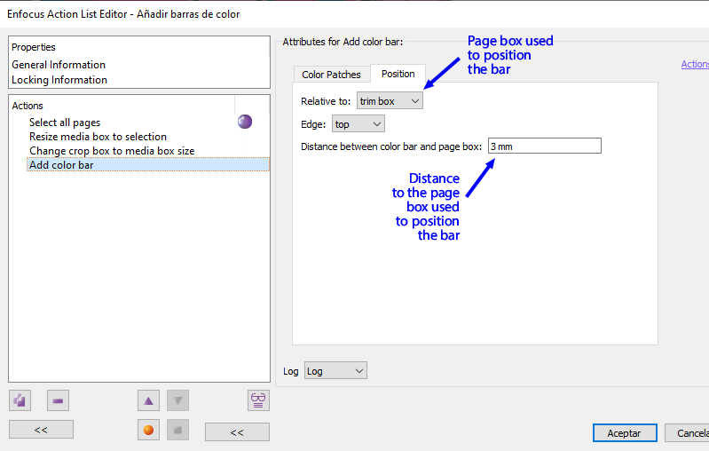 Add colour bars for prepress in a PDF with an action list in Enfocus PitStop.