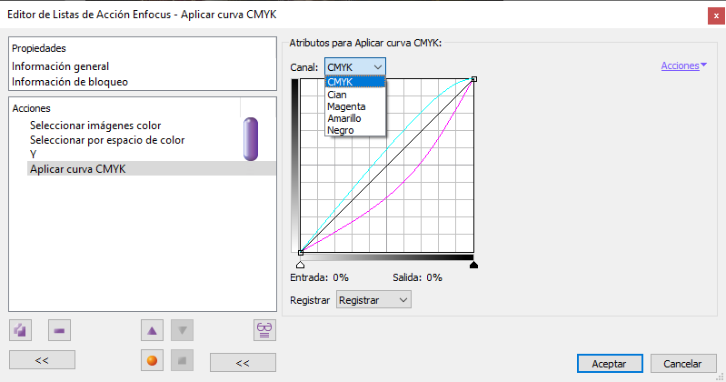 Aplicar una curva CMYK a los objetos CMYK con PitStop.