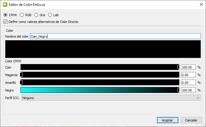 El Editor de color en Enfocus PiTStop.