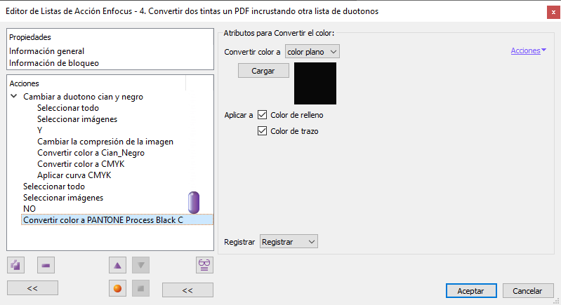 Convertir el color en un PDF con PitStop.