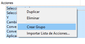 Agrupar órdenes en una lista de acciones en PitStop.