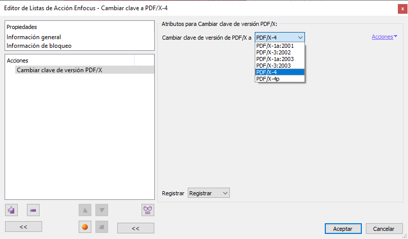 Cambiar la clave PDF/X de un documento con PitStop.