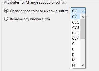 Change color spot suffix.