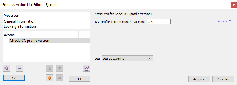 Check ICC profile version with a list of actions in Enfocus PitStop.