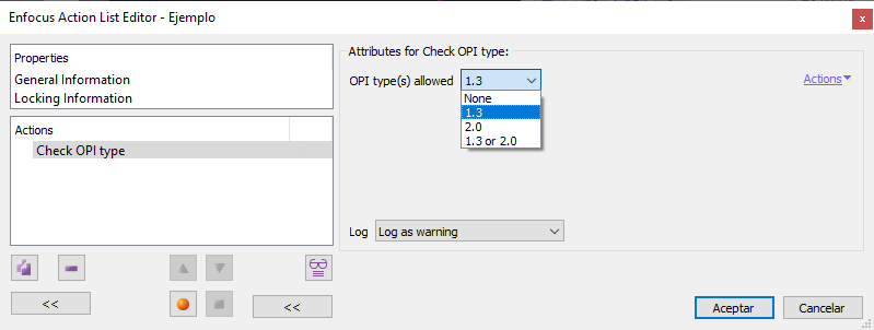 Check OPI type with an action list in Enfocus PitStop.