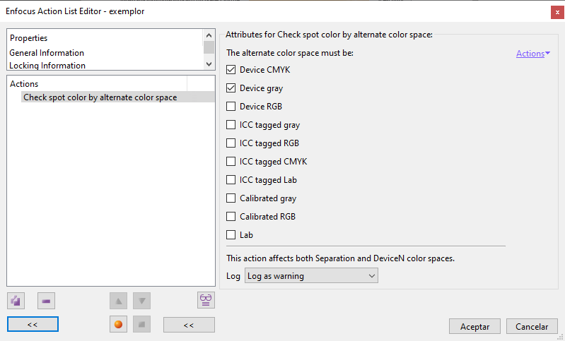 Check spot color by alternate color space.