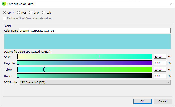 Creating a new swatch colour in Enfocus PitStop.