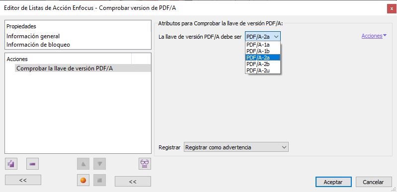 Comprobar versión de PDF/A con PitStop.