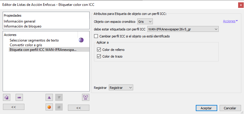 Etiquetar objetos de color con perfil ICC con PitStop.