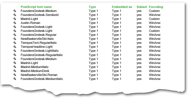 Gather information about fonts used in a PDF.