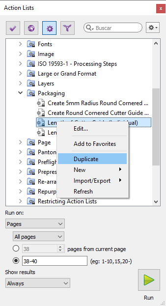 Duplicating a list of actions in Enfocus PitStop.