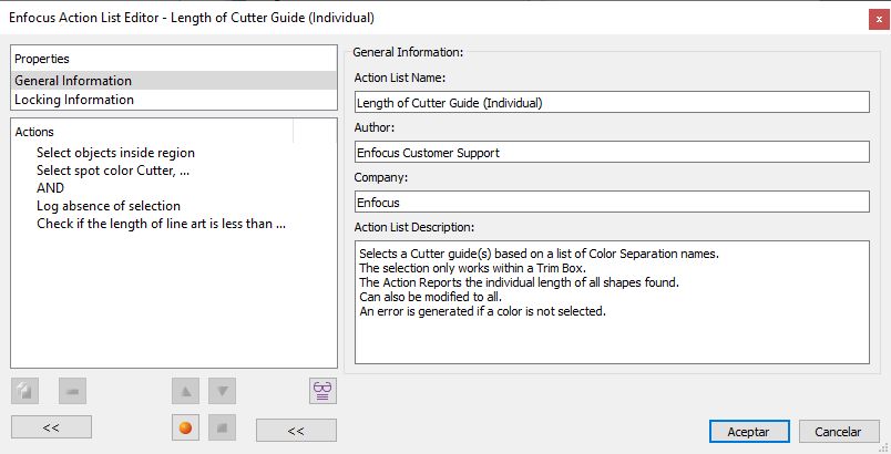 Modifying an existing list of actions in Enfocus PitStop.