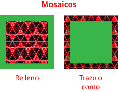 Mosaicos usados como relleno y como contorno.