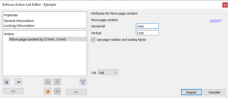 Moving content intent inside a PDF with a list of actions in Enfocus PitStop.