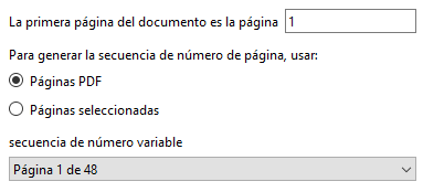 Numeración colocada en la zona superior izquierda.