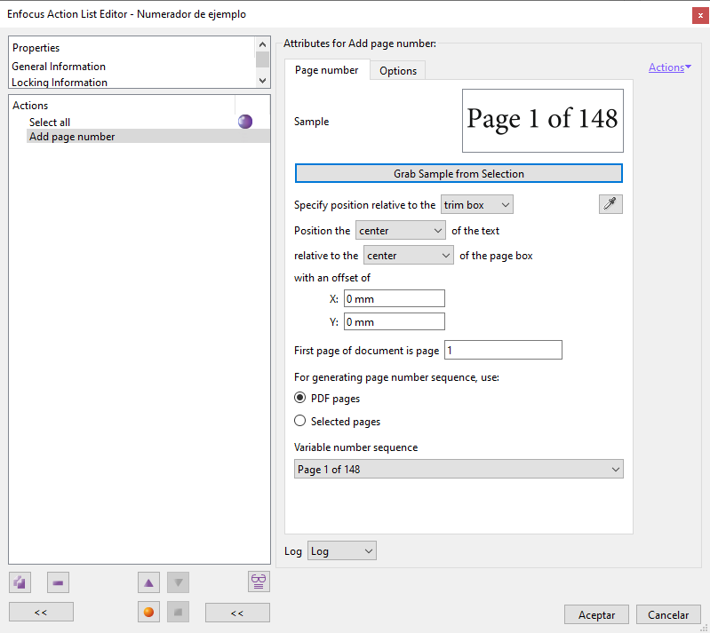 Add page numbers with Enfocus PitStop.