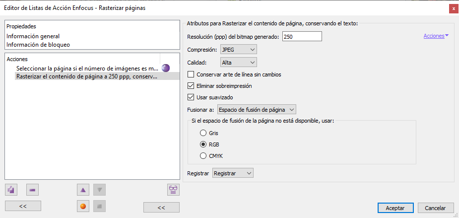 Rasterizar el contenido de una página conservando el texto y los vectores con PitStop.