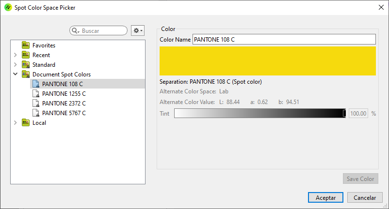 Remap spot colour.