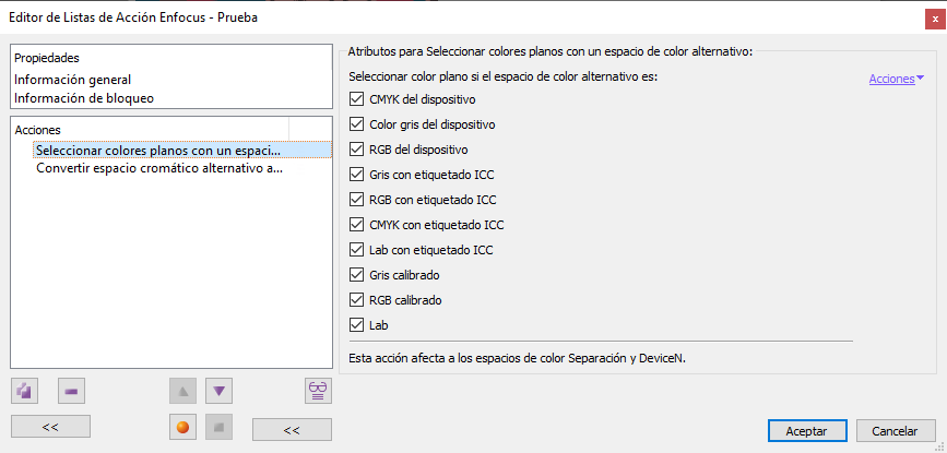 Seleccionar los colores directos en un PDF por espacio de color alternativo.