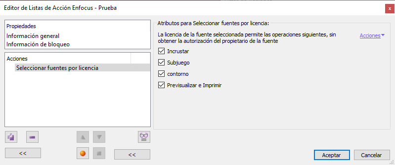 Seleccionar fuentes por licencia en un PDF con PitStop.