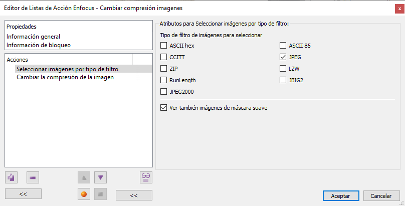 Seleccionar imágenes por tipo de compresión y filtro.