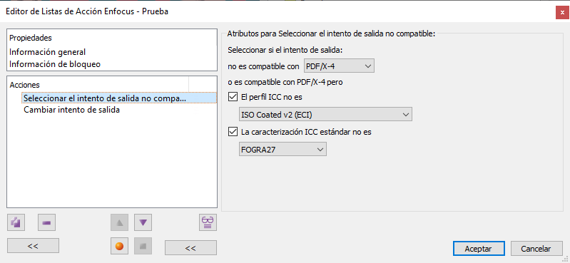 Seleccionar propósitos de representación incompatibles con PitStop.