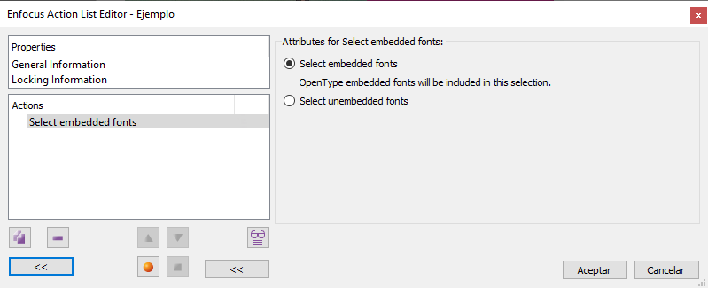 Select fonts embedded or unembedded in a PDF with Enfocus PitStop.