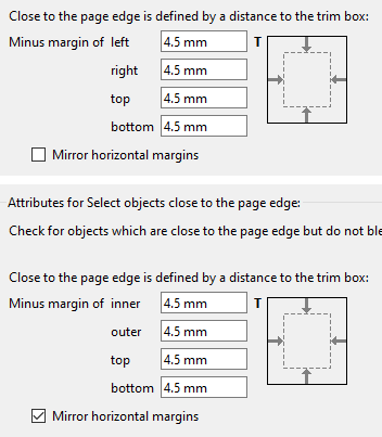 Select objects close to the page edge.