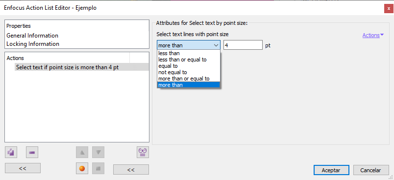 Select text in a PDF depending on its point size with Enfocus PitStop.