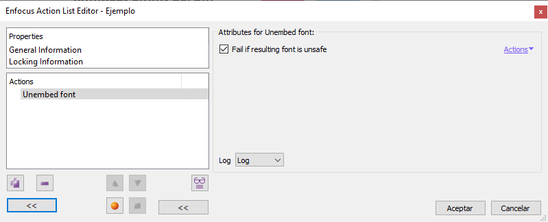 Unembedding a font in a PDF with an action list in Enfocus PitStop.