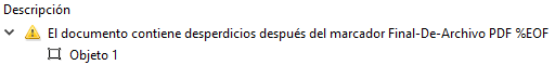 Comprobar desperdicios al final del archivo.